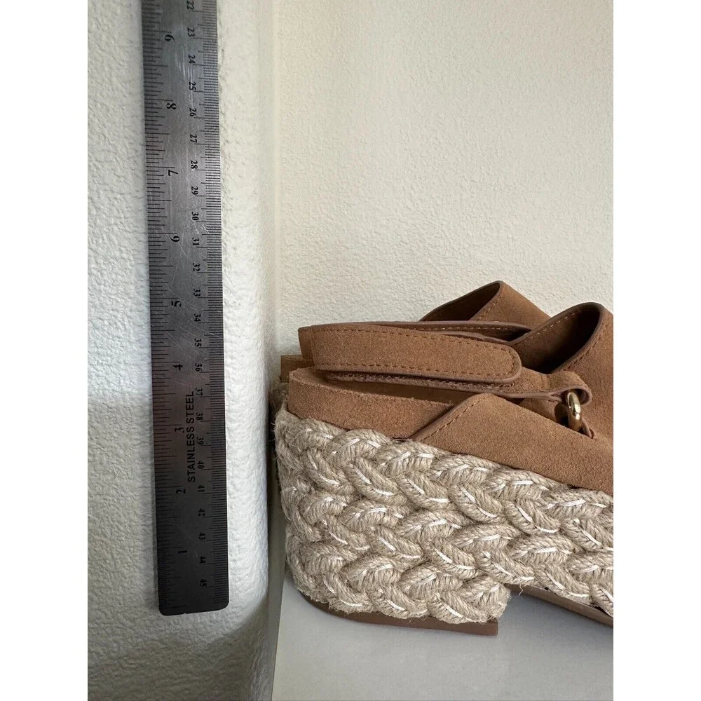 Kelsi Dagger Brooklyn Keys Platform Sandal Espadrille Buckle Strap Tan Women 9.5